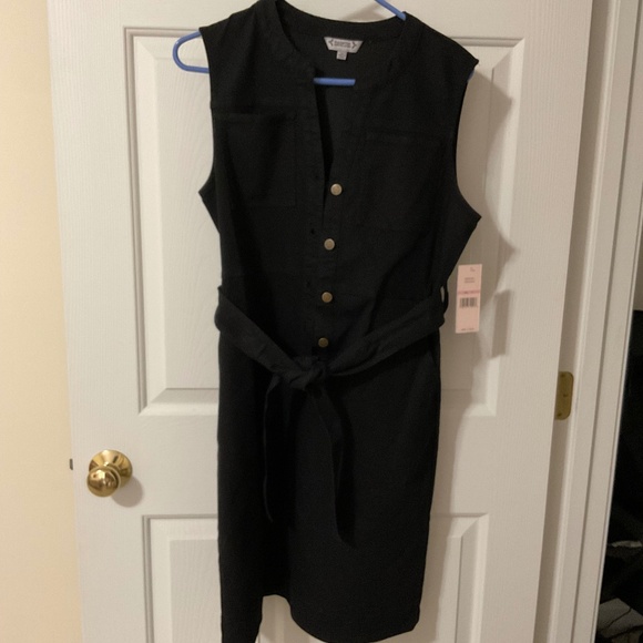 Nanette Lepore Sleeveless Denim Button Down Mini Dress Black Size 10 - Picture 2 of 10